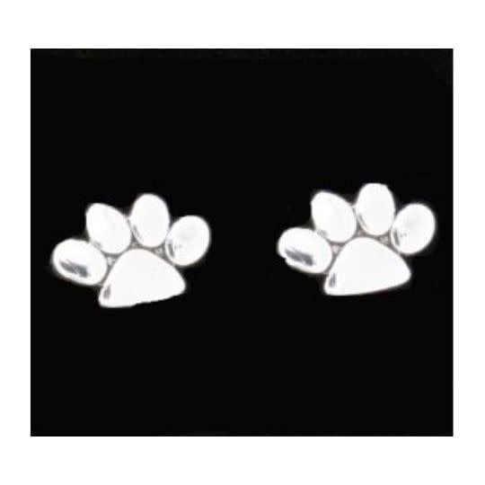 Paw Print Sterling Silver Stud Earrings