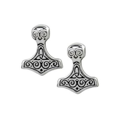 Thor Hammer Pewter Stud Earrings