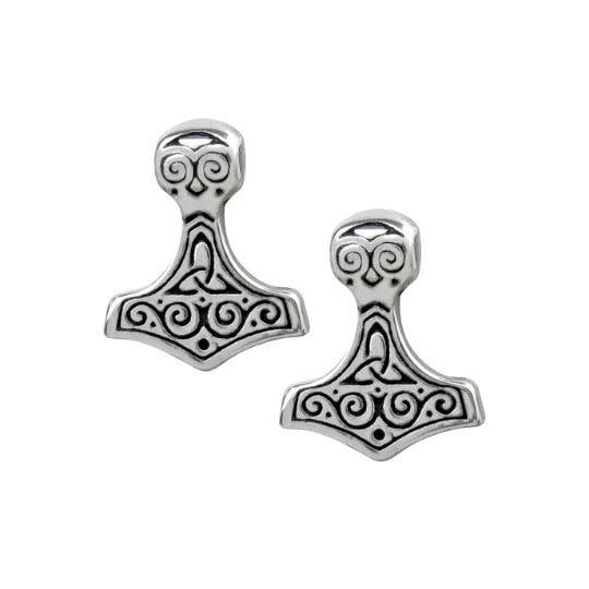 Thor Hammer Pewter Stud Earrings