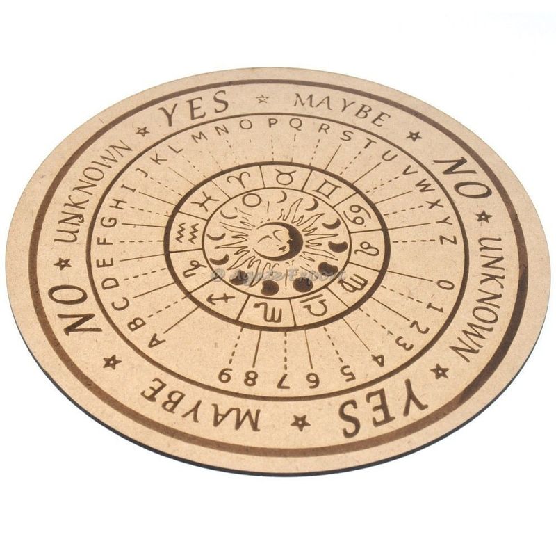 Wooden Zodiac &amp; Moon Phases Pendulum Divination Board 8&quot;