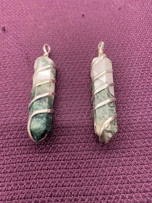 Moss Agate Spiral Wrapped Pendant