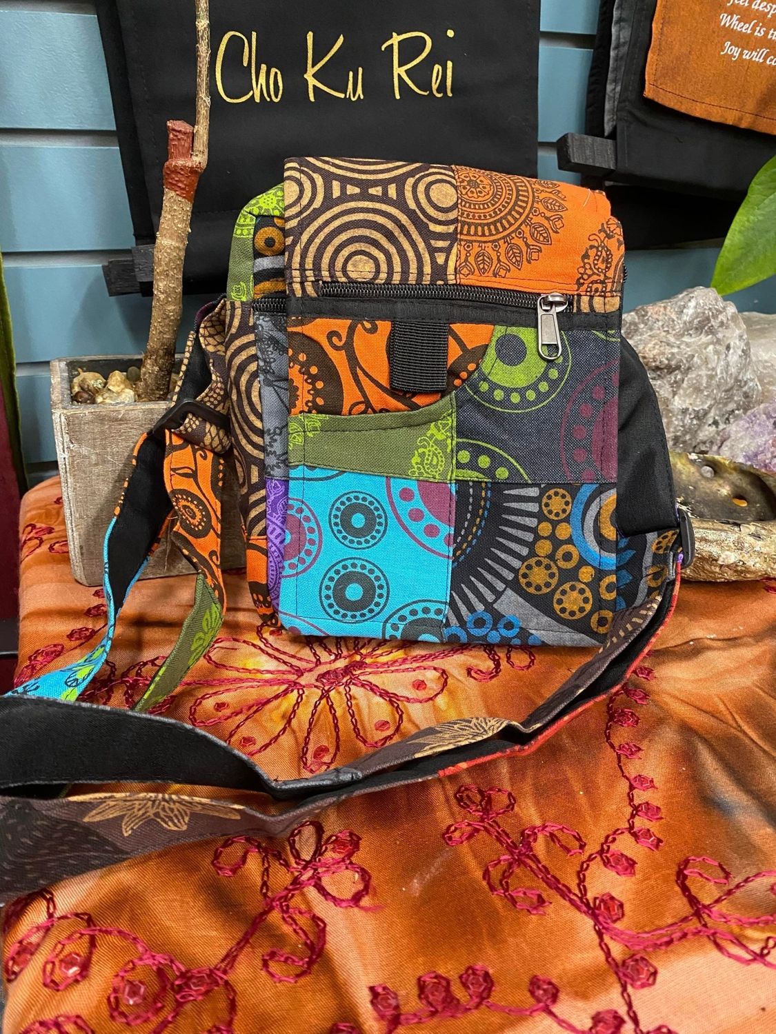 Patchwork Messenger Bag 7in x 9in x 3in