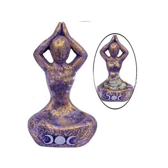 Volcanic Stone 3 Moon Yoga Goddess 10.75&quot; Statue