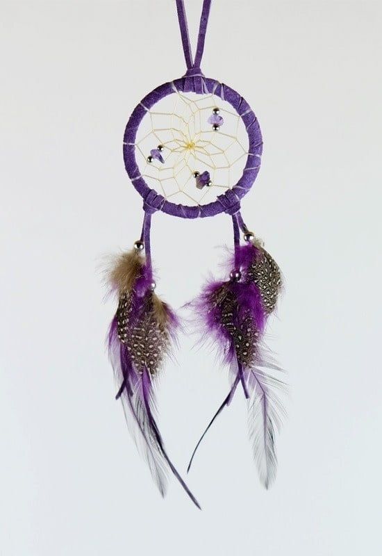 Semi Precious Stones Dream Catcher Purple 2&quot;