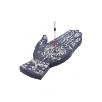 Hamsa Hand Incense Burner Black/White 7.5&quot;