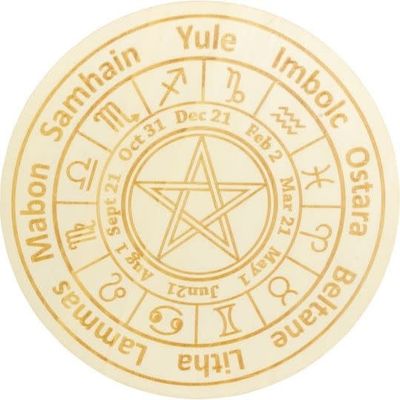 Wooden Crystal Grid Plate Pagan Calendar