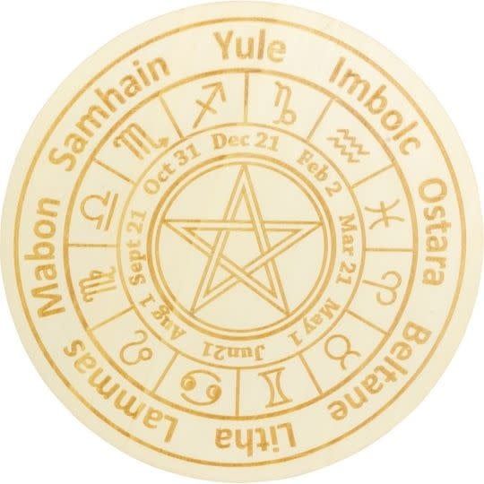 Wooden Crystal Grid Plate Pagan Calendar