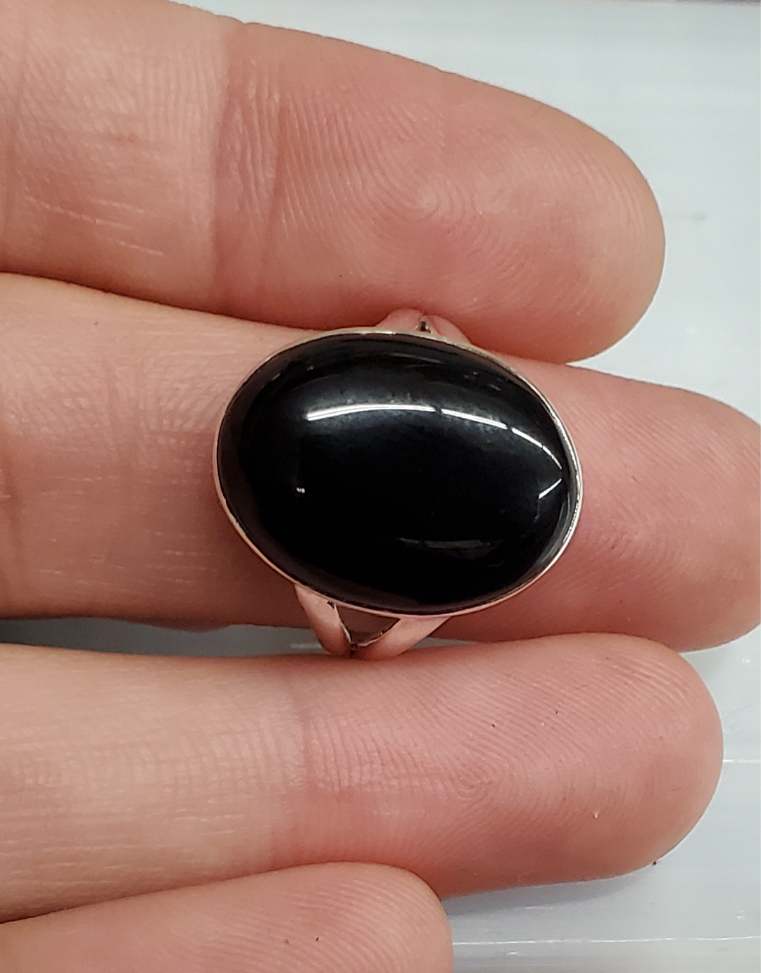 Onyx Ring C - Size 7 Sterling Silver