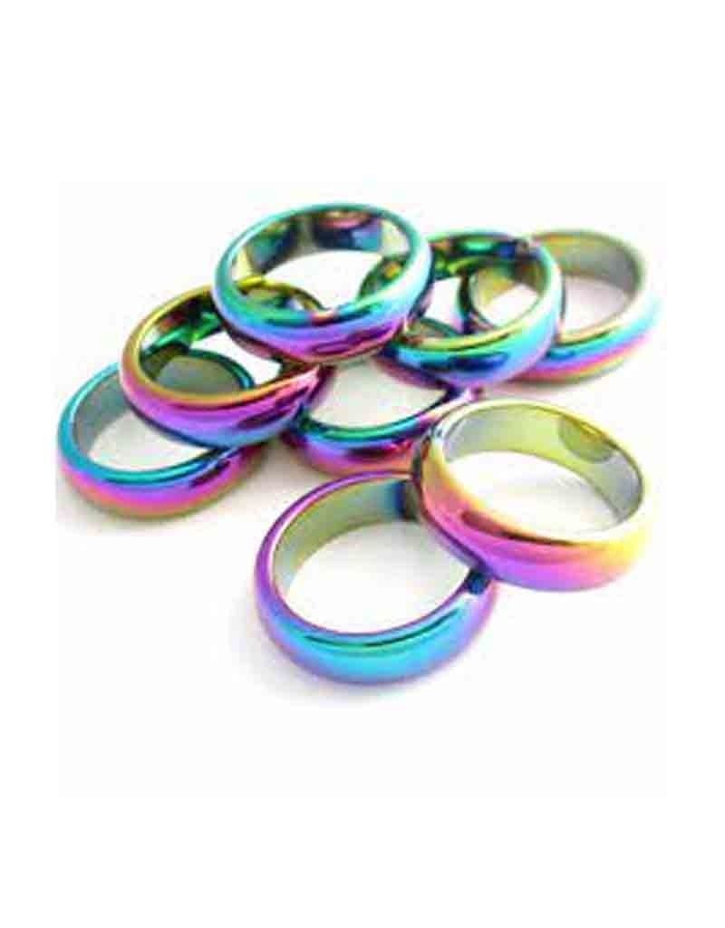 Rainbow Hematite Rings $6