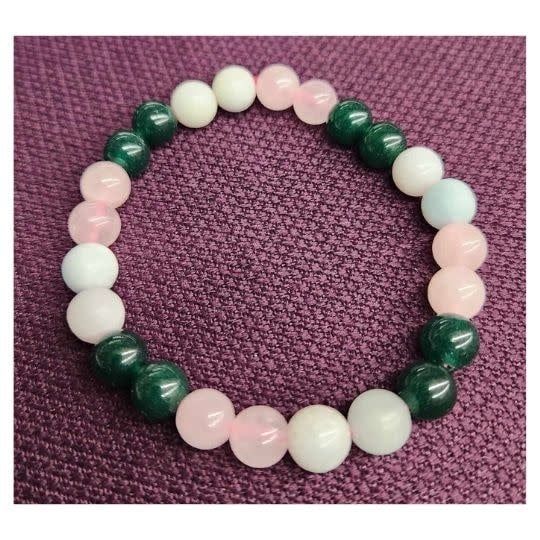 Soulmate Bracelet with Rose Quartz, Green Jade, Amazonite 8mm