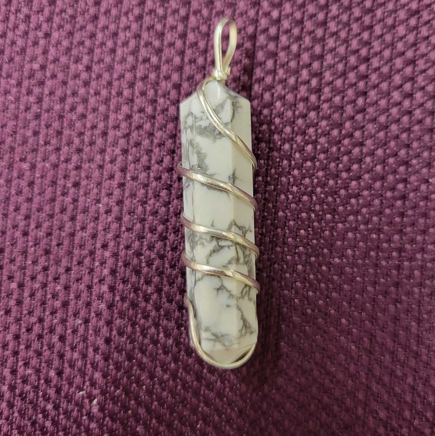 Howlite Spiral Wrapped Pendant Point