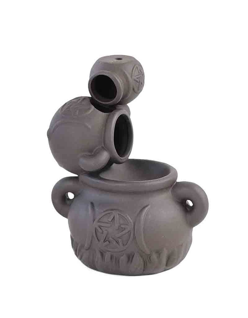 Ceramic Incense Holder Triple Cauldron Backflow 3.25&quot;x5.25&quot;