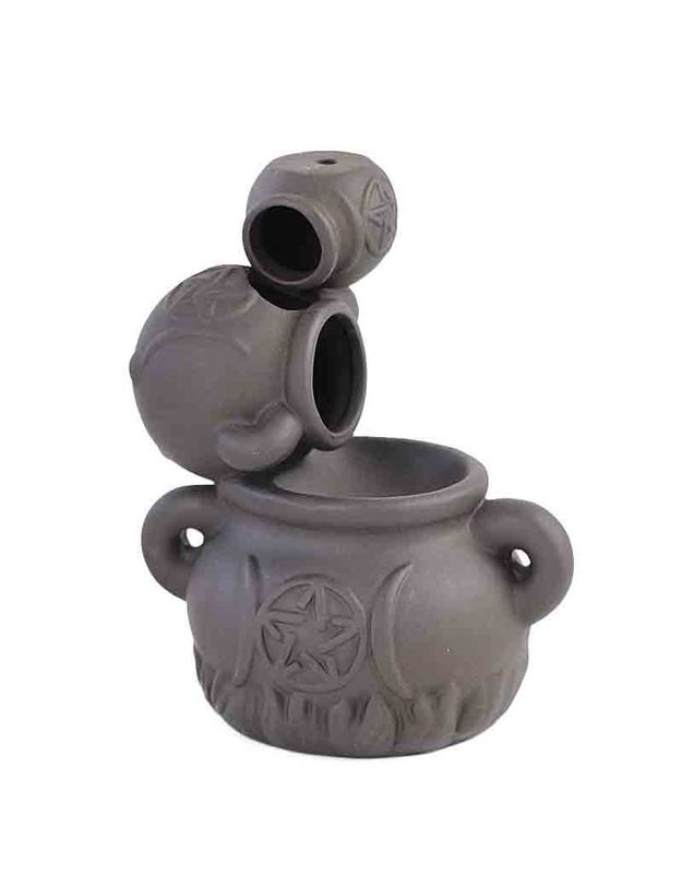 Ceramic Incense Holder Triple Cauldron Backflow 3.25&quot;x5.25&quot;