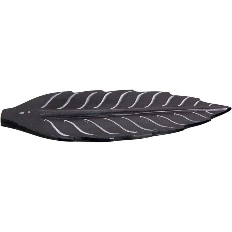 Soapstone Black Leaf Incense Burner - 10&quot;
