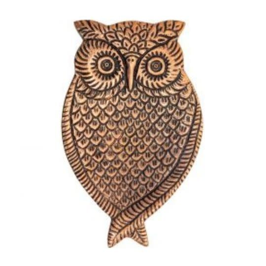 Owl Incense Holder metal  - Copper 5.25&quot; x 3.25&quot;