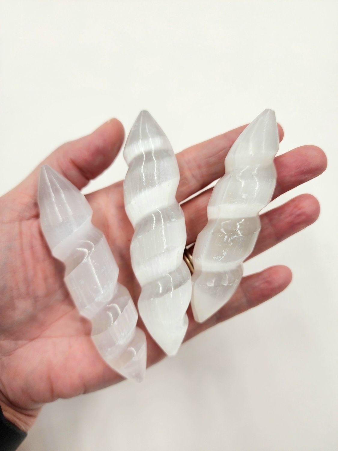 Double Terminated Spiral Selenite Wands 4&quot;