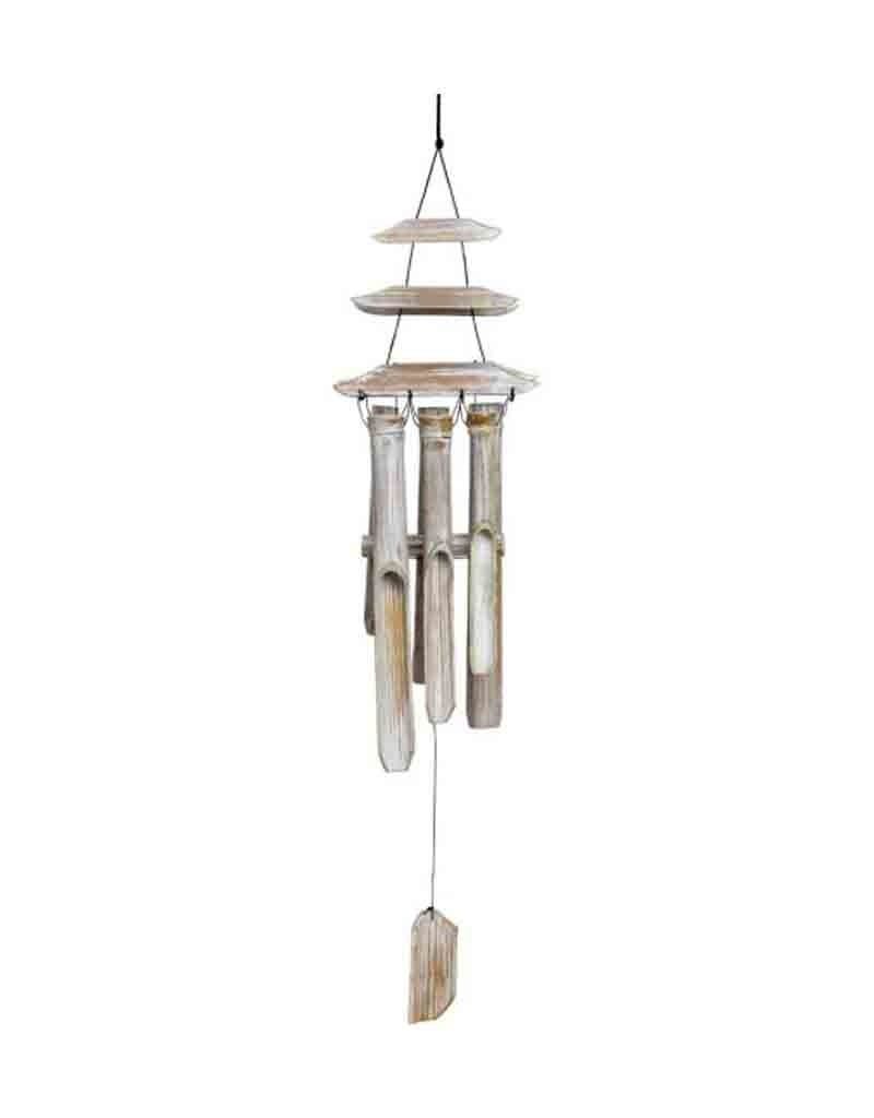 Bamboo Windchime White Washed 31"