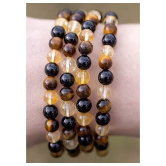 Tiger Eye, Citrine &amp; Black Tourmaline Bracelet 6MM