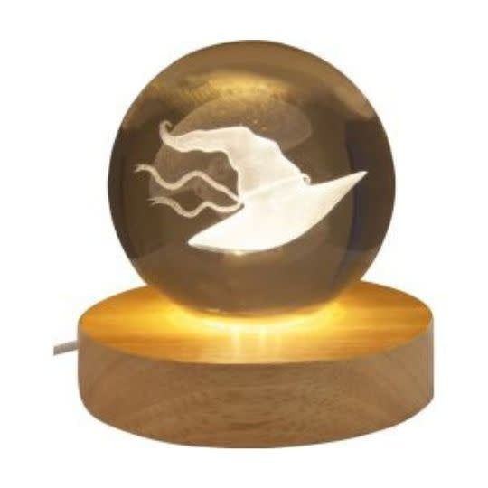 Engraved Crystal Ball Wood LED Light Base Witch Hat 3&quot;
