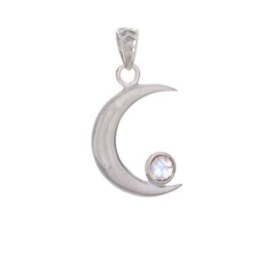 Moon Rainbow Moonstone Pendant - Sterling Silver