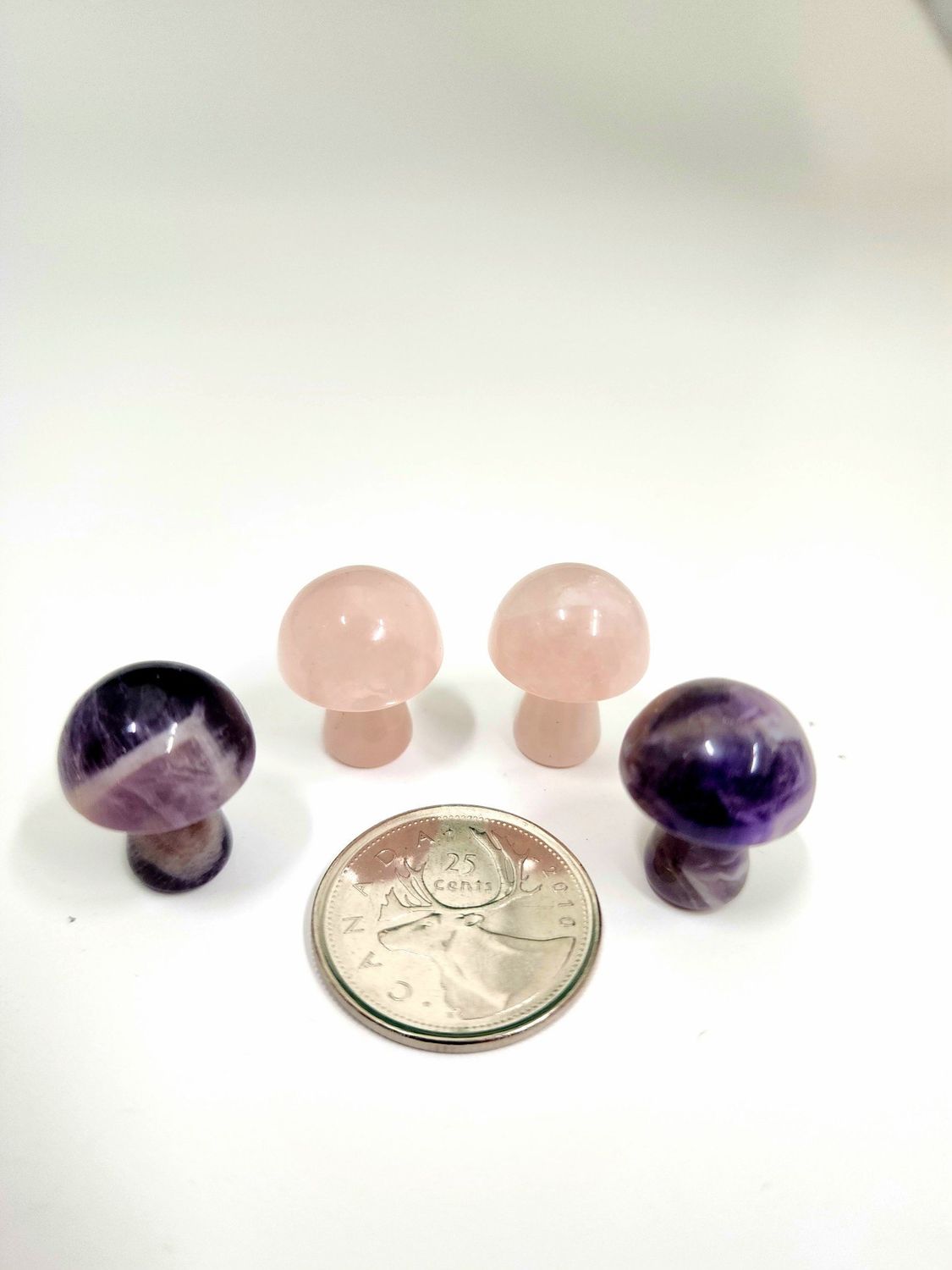 Chevron Amethyst or Rose Quartz Mini Mushrooms