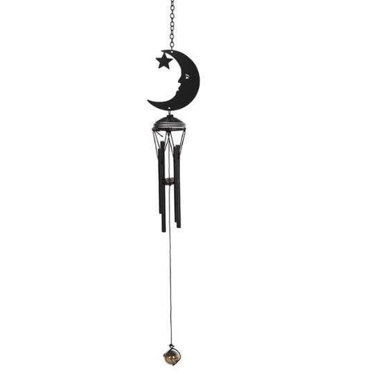Metal Black Crescent Moon Windchime 17&quot;
