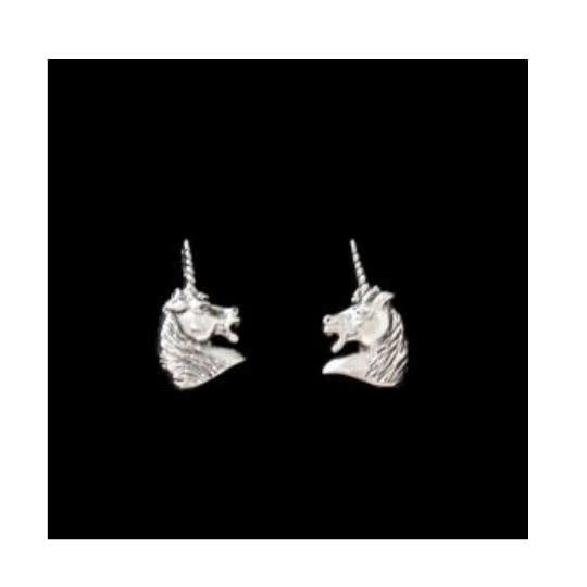 Unicorn Head Sterling Silver Stud Earrings