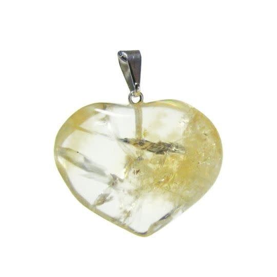 Assorted Natural Citrine  Heart Pendants 1&quot;