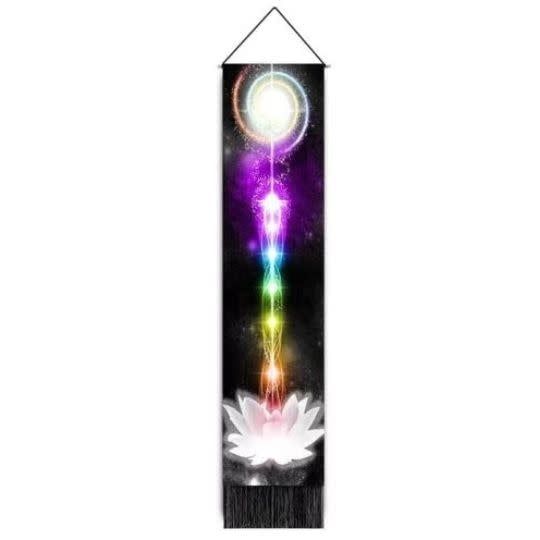 Long Chakra Banner: Lotus Swirl - 12.5&quot; X 51&quot;