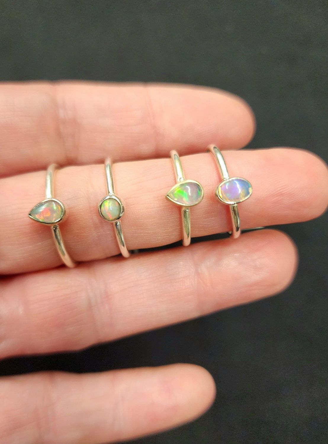 Ethiopian Opal Sterling Silver Ring  Size 10