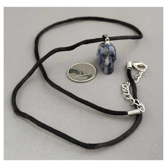 Sodalite Skull Necklace 3/4&quot;
