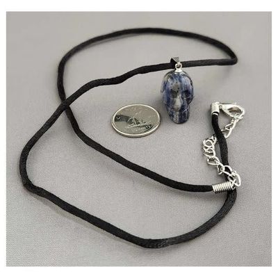 Sodalite Skull Necklace 3/4&quot;