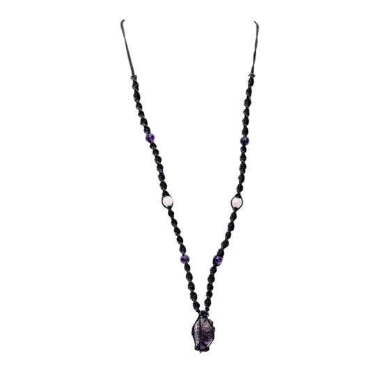 Hippie Bead  Rough Point Amethyst Necklace - adjustable