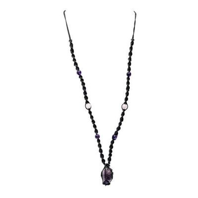Hippie Bead  Rough Point Amethyst Necklace - adjustable