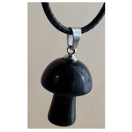 Black Obsidian Mini Mushroom Necklace