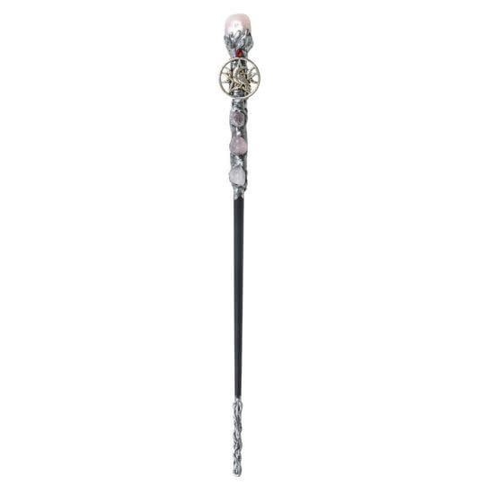 Magick Wand with Rose Quartz and Raven 12.5&quot;