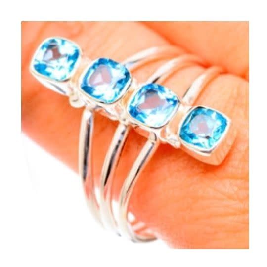 Blue Topaz Ring Sterling Silver Size 11.25
