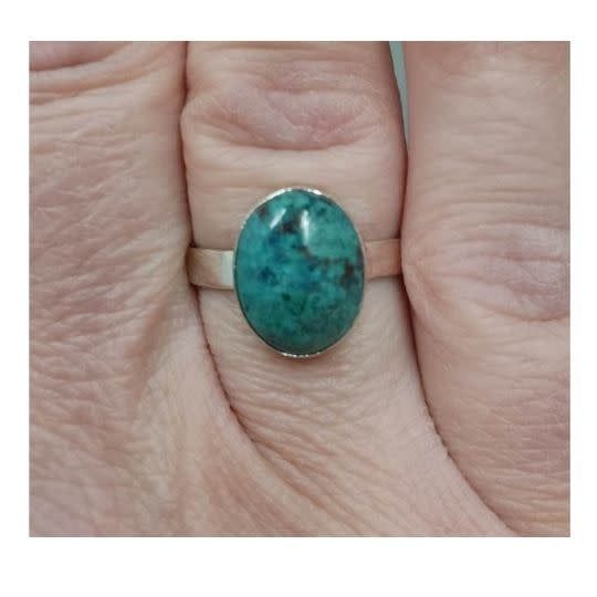 Chrysocolla Ring  - Size 10 Sterling Silver