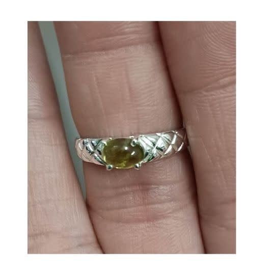 Peridot Ring C- Size 8 Sterling Silver