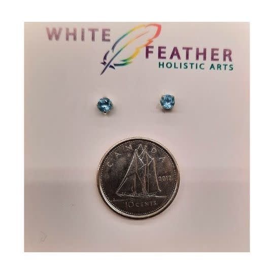 Blue Topaz 3mm Sterling Silver Stud Earrings