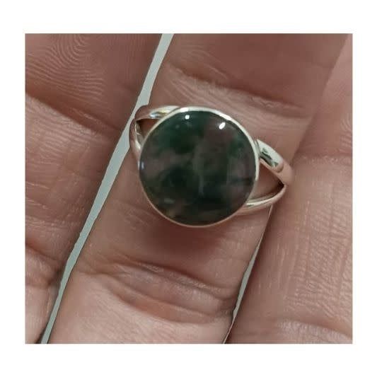 Moss Agate Ring B - Size 7 Sterling Silver