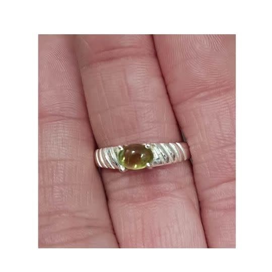 Peridot Ring B- Size 8 Sterling Silver