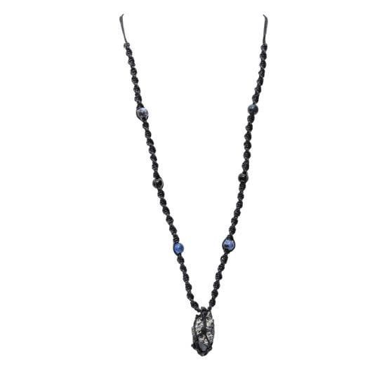 Hippie Bead Rough Point Black Tourmaline Necklace - adjustable