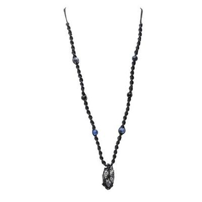 Hippie Bead Rough Point Black Tourmaline Necklace - adjustable