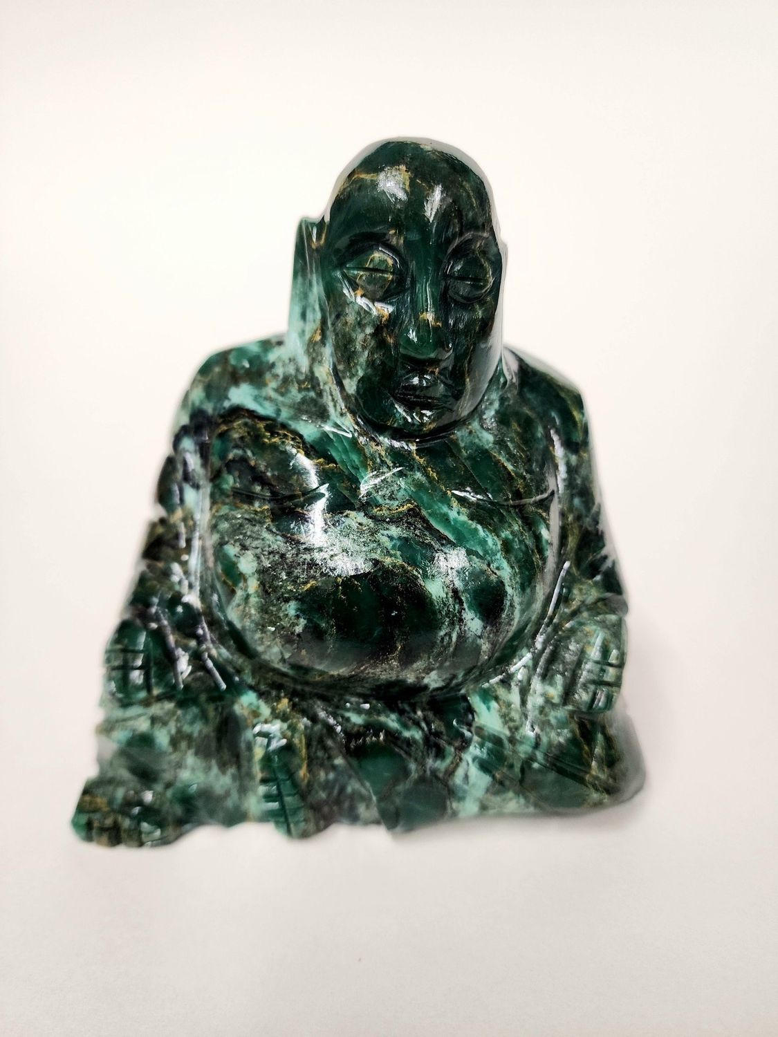 Buddha Carving Serpentine  5&quot; x 4.5&quot;