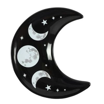 Crescent Moon Trinket Dish 5&quot;: Black