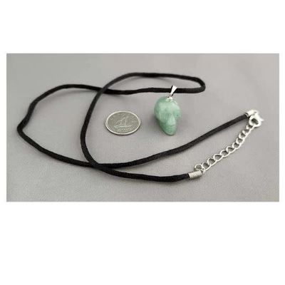 Green Aventurine Skull Necklace 3/4&quot;