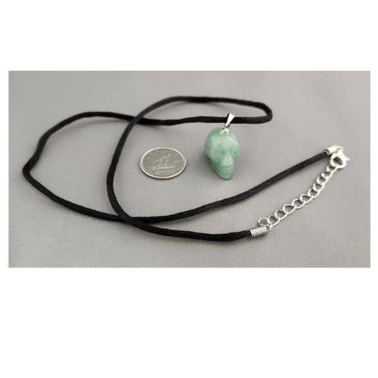 Green Aventurine Skull Necklace 3/4&quot;