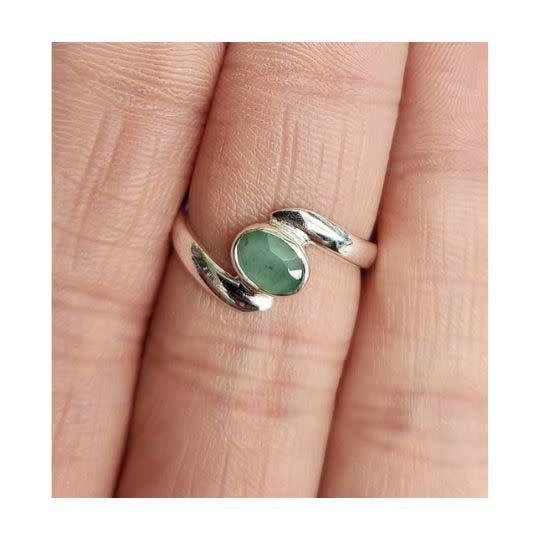 Emerald Ring C - Size 6 Sterling Silver