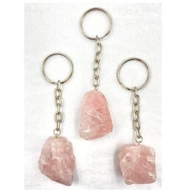 Mineral Keychain Rose Quartz Raw